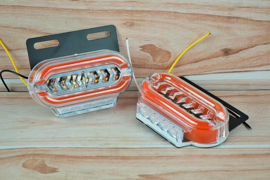 Габарит LED Желтый фонарь с бегущим поворотом + Белая подсветка снизу 24V (10см*5.5см) (1шт ) AL-00371 фото